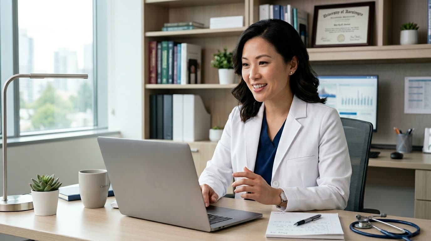 Patient on telehealth video call at home
